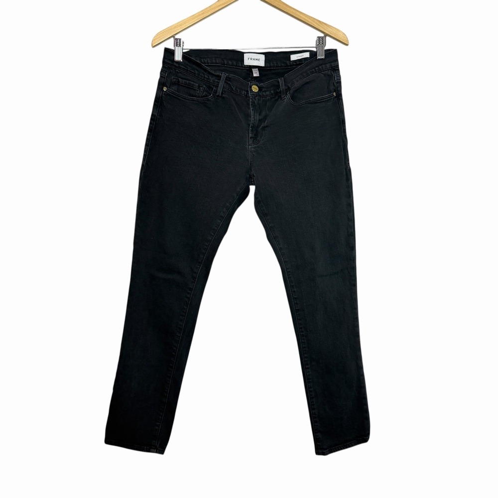FRAME Women's Le Garcon Noir Black‎ Slim Boyfriend Jeans Size 28 Quiet Luxury